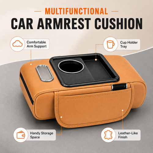 Car Armrest Organizer Kenya Storage Box with Cup Holder Phone Holder Comfortable Driving Support Universal Fit