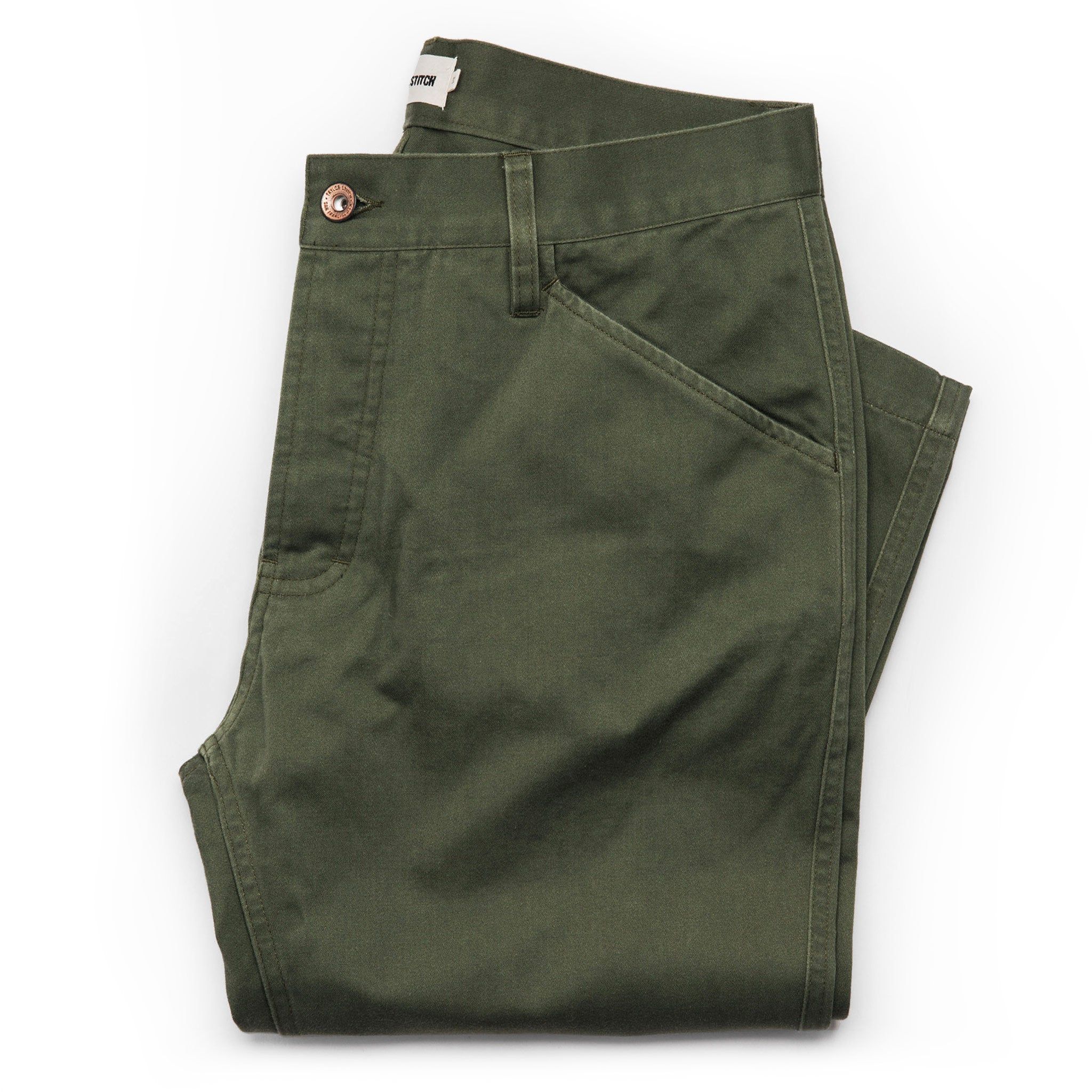 Uwrna Camp Pant in Olive Reverse Sateen