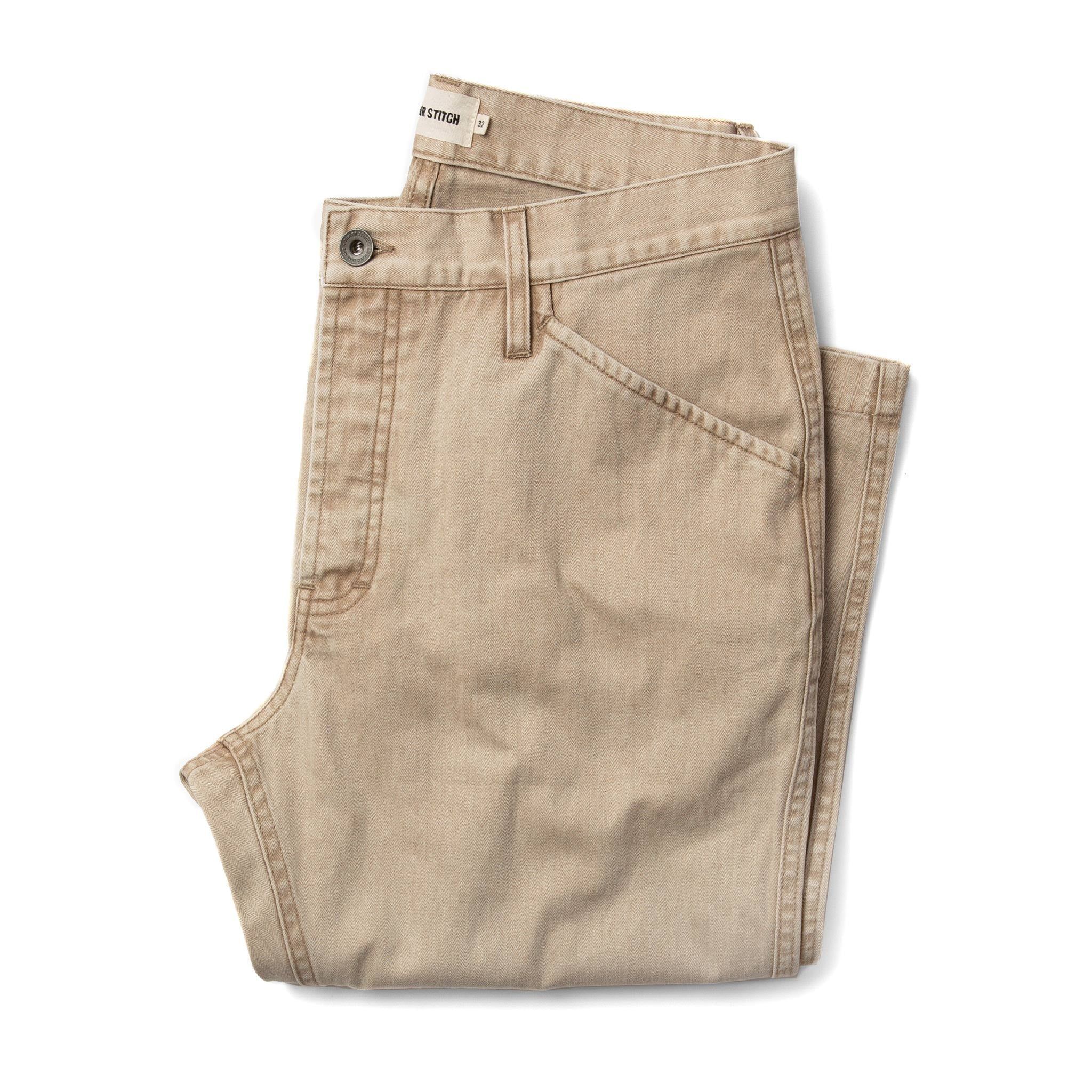 Uwrna Camp Pant in Khaki Herringbone