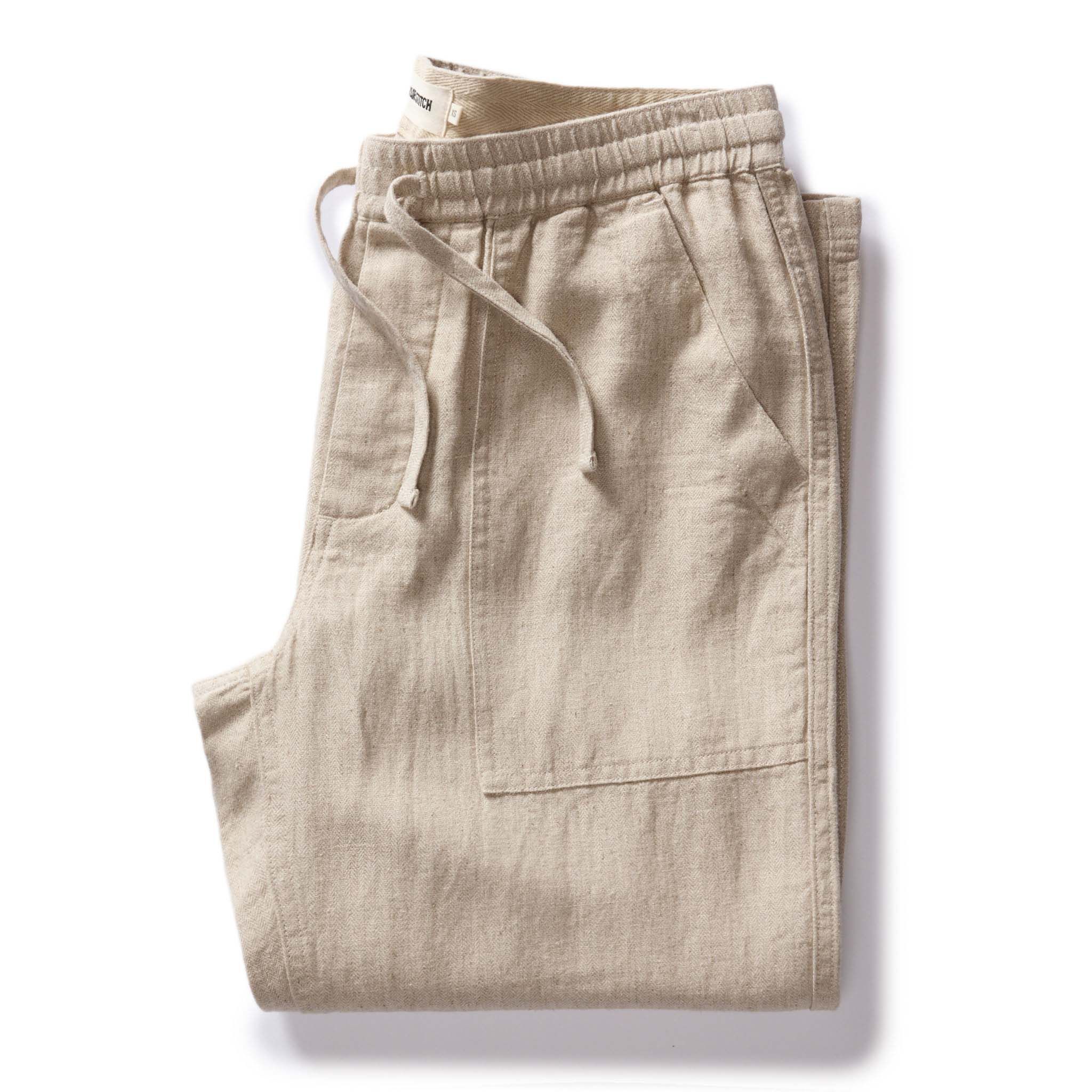 Uwrna Breakwater Pant in Natural Herringbone