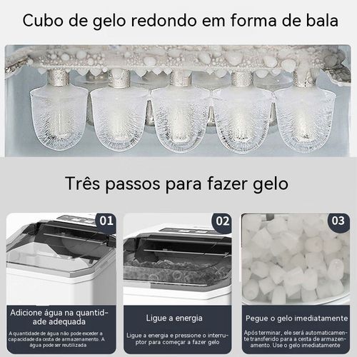 Gelo em apenas 6 minutos! O refrigerante perfeito para o verão! Máquina de gelo automática para uso doméstico e comercial, com design de balas incrível, você merece.