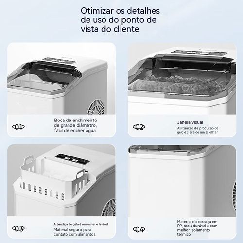 Gelo em apenas 6 minutos! O refrigerante perfeito para o verão! Máquina de gelo automática para uso doméstico e comercial, com design de balas incrível, você merece.