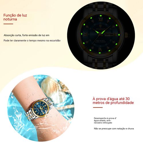 Qualidade de marca cara por preço acessível!Relógio luxuoso com pedras,Ideal para trabalho, encontros e dia a dia