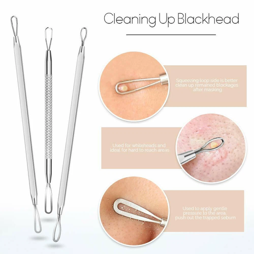 Acne Needle Blackhead Remover Pimple Blemish Comedone Extractor Tweezer Tool Kit