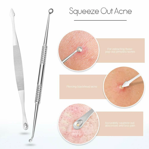 Acne Needle Blackhead Remover Pimple Blemish Comedone Extractor Tweezer Tool Kit