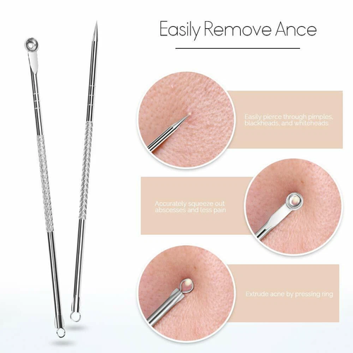 Acne Needle Blackhead Remover Pimple Blemish Comedone Extractor Tweezer Tool Kit