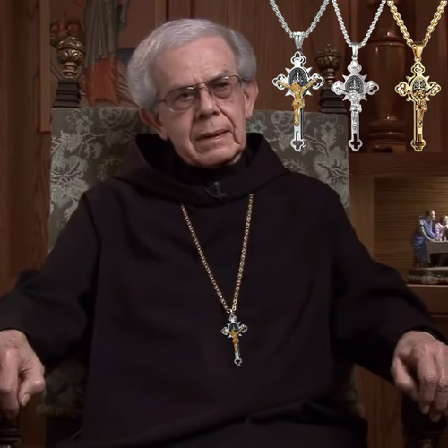 （💥Lucky necklace💥）🙏You're lucky ST.Benedict Protection Cross Power Pendant Necklace🙏