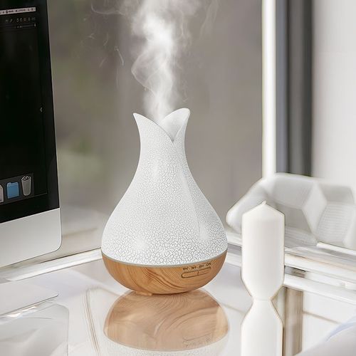 Aroma diffuser set Wood Grain Essential Oil Remote Ultrasonic Humidifier with Ambient Light for Office Home 400ml🔥 +Free a bottle of rose essential oil