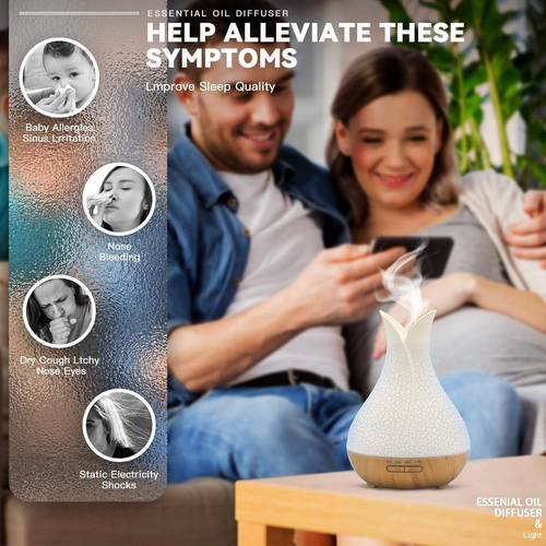 Aroma diffuser set Wood Grain Essential Oil Remote Ultrasonic Humidifier with Ambient Light for Office Home 400ml🔥 +Free a bottle of rose essential oil