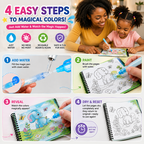 Mess-Free Magic Watercolor Book for Kids