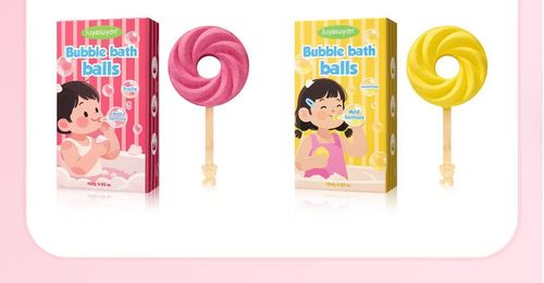 lollipop bath bubbles and colored bath balls