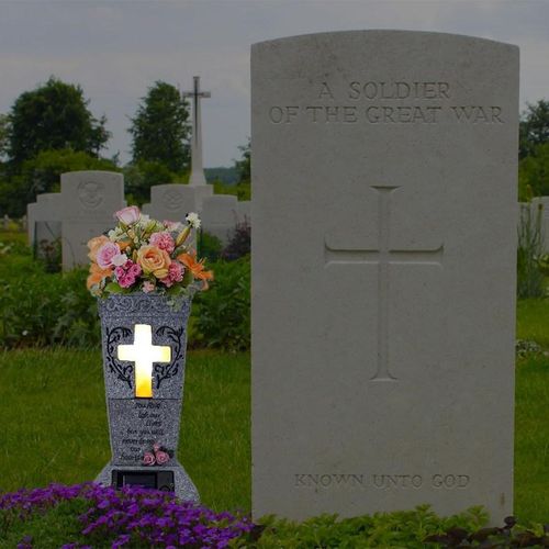 Solar-powered Cross Angel Flowerpot Cemetery Vase