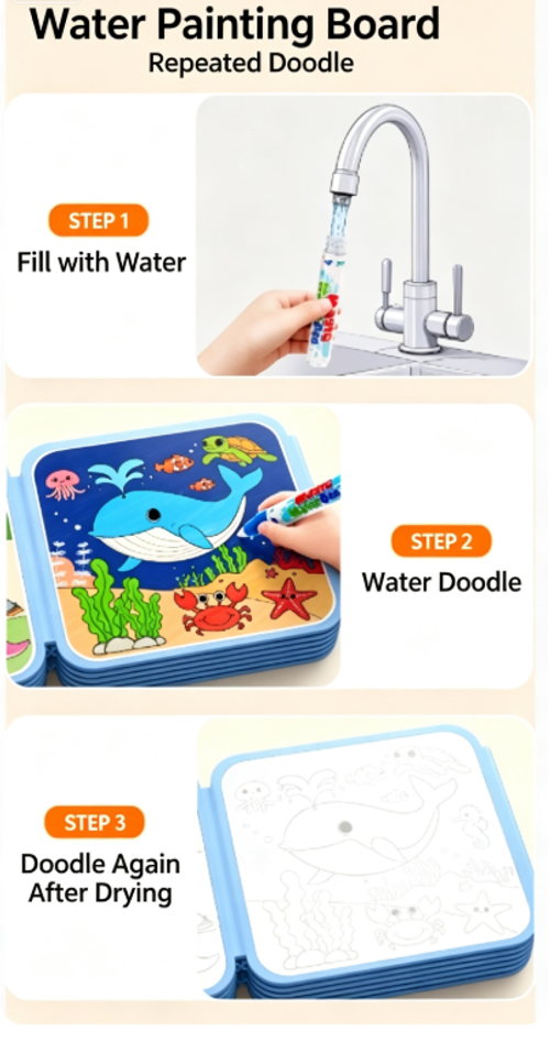 Mess-Free Magic Watercolor Book for Kids