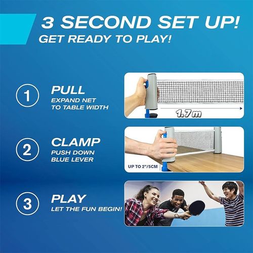 Extendable portable table tennis net set