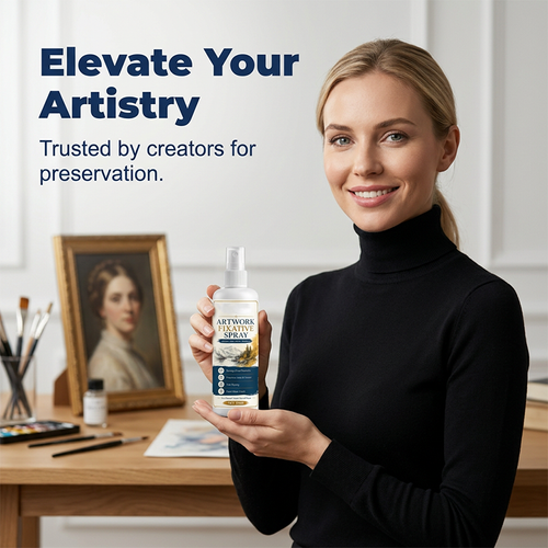 Fast Drying Fixative Spray Protects Charcoal Pastels From