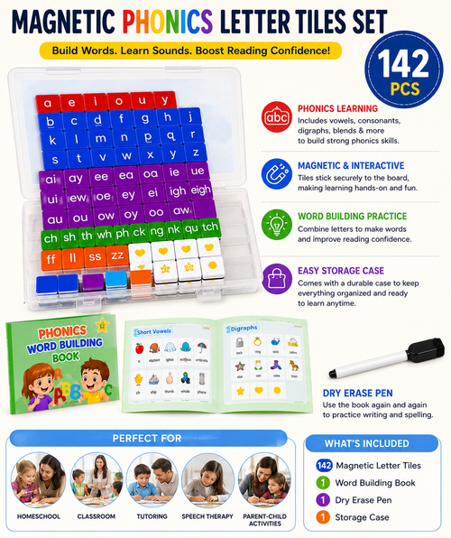 Magnetic Phonics Learning Tiles Set