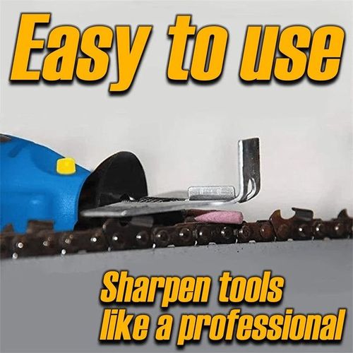Angle grinder sharpener for chainsaw