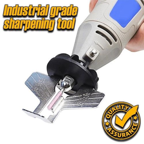 Angle grinder sharpener for chainsaw