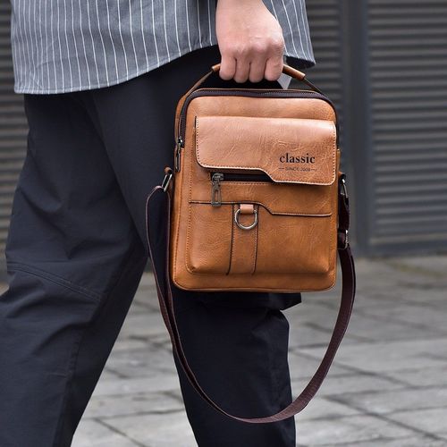 💼Men Retro PU Leather Crossbody Bag | Adjustable Strap for Work & Travel