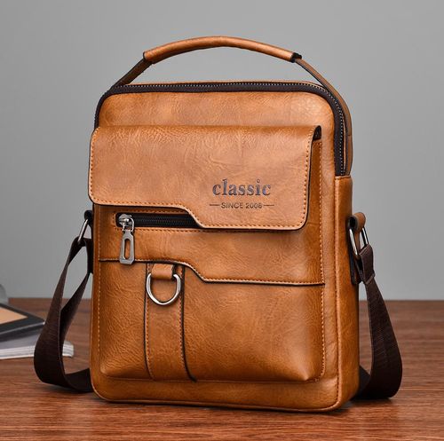 💼Men Retro PU Leather Crossbody Bag | Adjustable Strap for Work & Travel