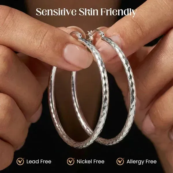 Buy 1 Get 1 FREE🎁Diamond-Cut Hoop Earrings for Women – Elegant, Sparkling