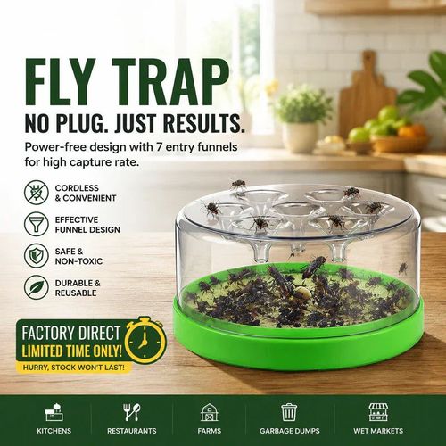 🎁💥LAST DAY SPECIAL PRICE!- 🌿Reusable Non-Electric Fly Trap—no electricity, no poison! 🏠 Safe to use in the kitchen and around children and pets.