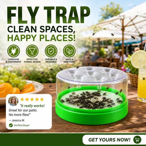🎁💥LAST DAY SPECIAL PRICE!- 🌿Reusable Non-Electric Fly Trap—no electricity, no poison! 🏠 Safe to use in the kitchen and around children and pets.