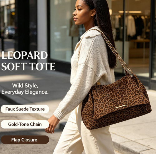 Women's Faux Suede Leopard Print Tote