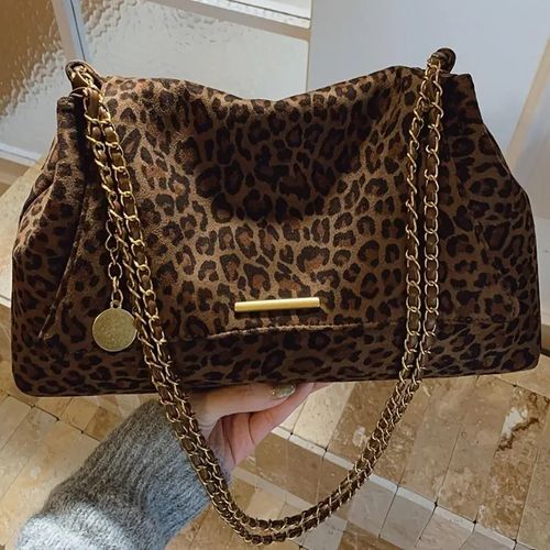 Women's Faux Suede Leopard Print Tote