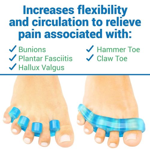 (2 Pair, Blue) Silicone Toe Separators – Bunion Relief Toe Spacers for Foot Pain Comfort