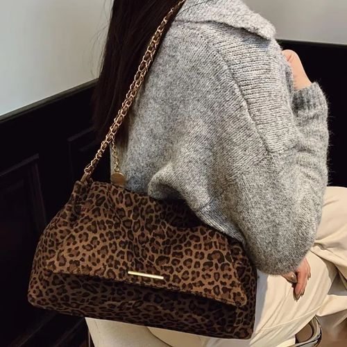 Women's Faux Suede Leopard Print Tote