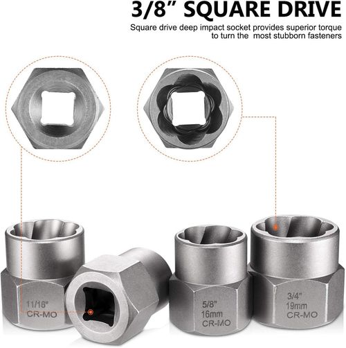14 Pieces Impact Bolt & Nut Remover Set
