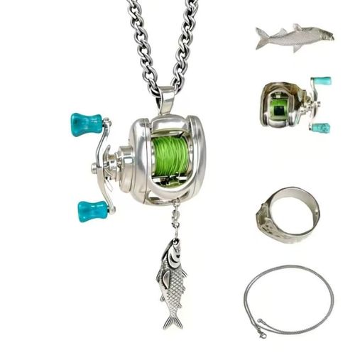 Miniature Fishing Reel Pendant Necklace