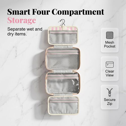 Striped Hanging Travel Toiletry Bag