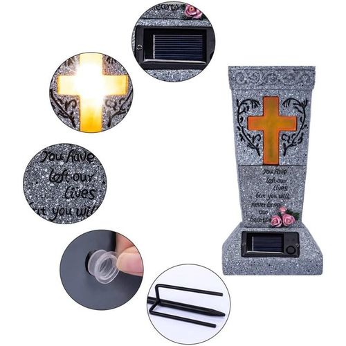 Solar-powered Cross Angel Flowerpot Cemetery Vase
