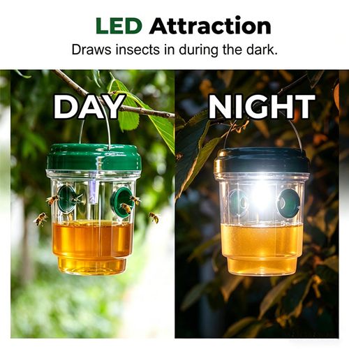 Solar-powered hanging wasp trap