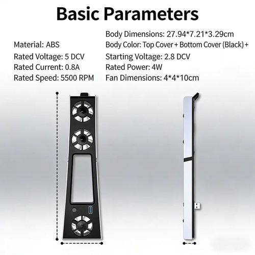 PS5 Slim Cooling Fan with LED‑Light