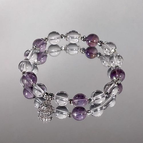 九紫离火天然紫水晶手串国风小红多宝手饰原创白水晶手链