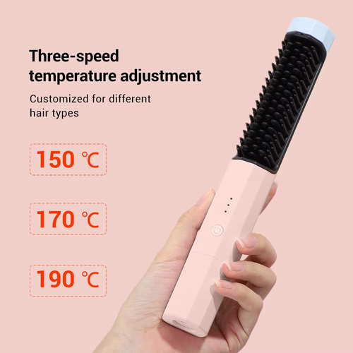 Wireless Hair Straightening Comb Rechargeable Straightener Curler Heat Curling Brush Straightener and Curler Brush Comb