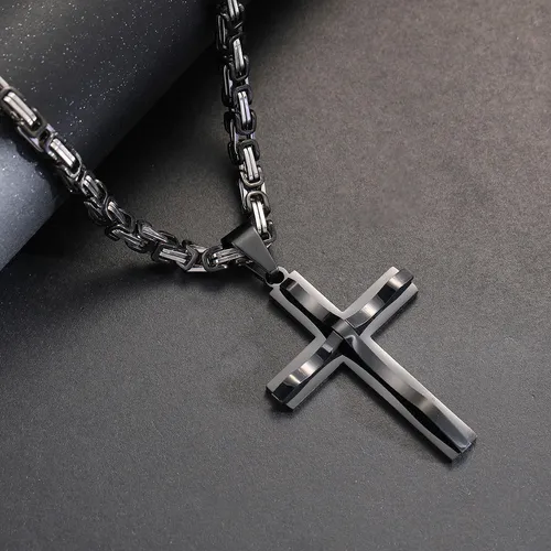 Hip Hop Christian Cross Religious 18k Gold Plated Pendant Necklace