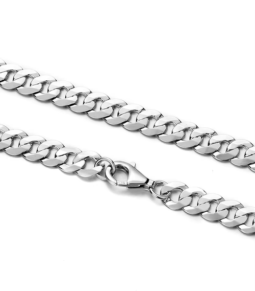 925 Silver Cuban Link Chain Necklace Men's Personality European Hip Hop Style24-inch Link Chain