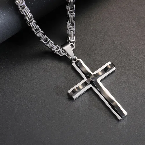 Hip Hop Christian Cross Religious 18k Gold Plated Pendant Necklace
