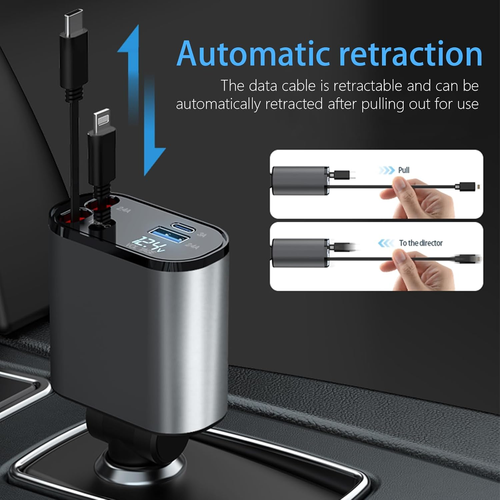 Portable retractable car charger