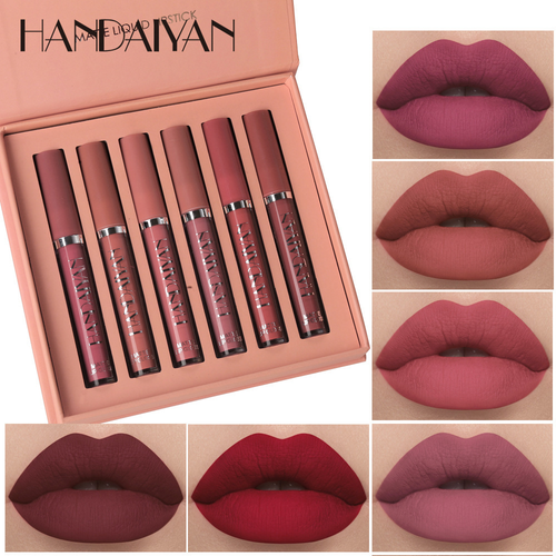 6-piece matte liquid long-lasting non-stick cup waterproof lip gloss