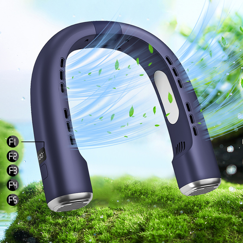 New Design Neck Fan Rechargeable Bladeless Ventilador Electric Powered Mini Neck Hanging Fan Portable Neck Cooling Fan