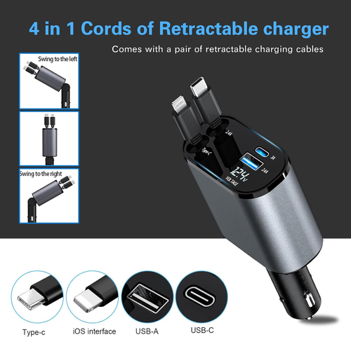 Portable retractable car charger