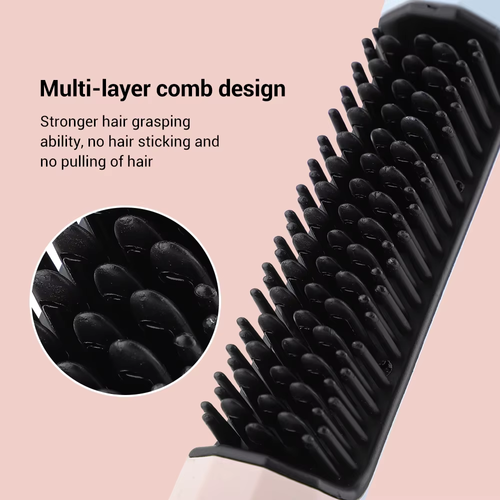 Wireless Hair Straightening Comb Rechargeable Straightener Curler Heat Curling Brush Straightener and Curler Brush Comb