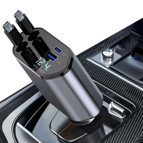 Portable retractable car charger