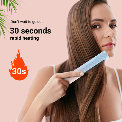 Wireless Hair Straightening Comb Rechargeable Straightener Curler Heat Curling Brush Straightener and Curler Brush Comb