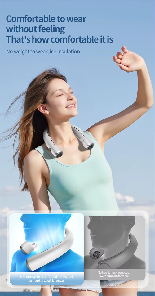 New Design Neck Fan Rechargeable Bladeless Ventilador Electric Powered Mini Neck Hanging Fan Portable Neck Cooling Fan